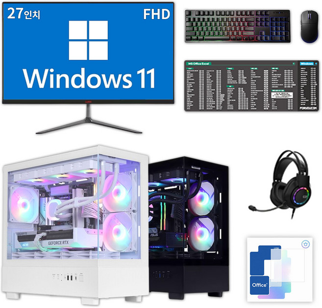 포유컴퓨터 조립 PC 게이밍 컴퓨터 풀세트 데스크탑 모니터 사무용 게임용 본체, PC01
