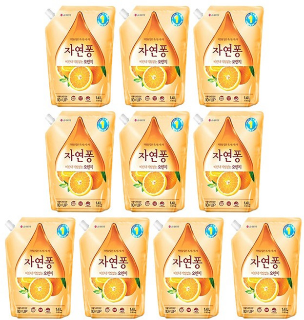 자연퐁 오렌지 1.4L 주방세제 리필용 X 10, 10개