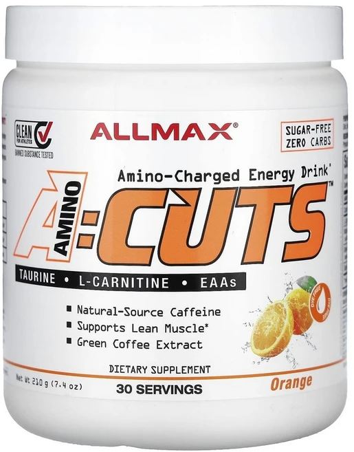 올맥스 에이컷츠 아미노 에너지 드링크 오렌지 ALLMAX ACUTS™ Amino-Charged Energy Drink Orange 210g - 쿠팡