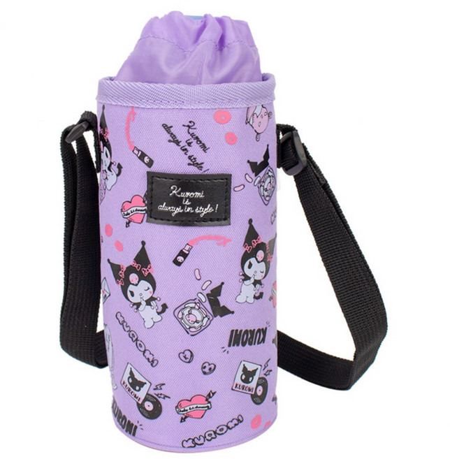 산리오 쿠로미 패턴 물병 주머니 물통 파우치 크로스백 아동 어린이 초등학생 남아 여아