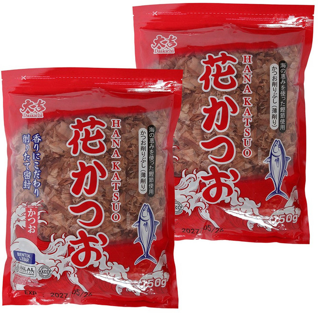 타코야끼 토핑용 프리미엄 가쓰오부시 [다이키치 100% 훈연가다랑어], 2개, 150g