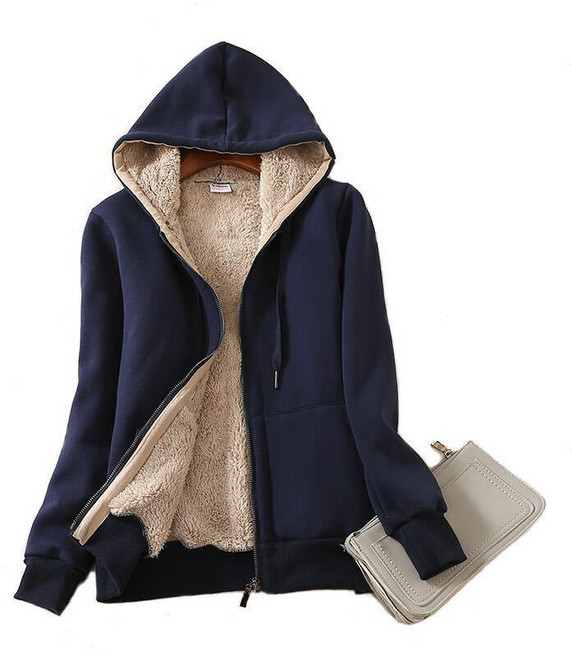 겨울용 양털 후드집업 여성용 따뜻한 보아 플리스 후드티 DJP