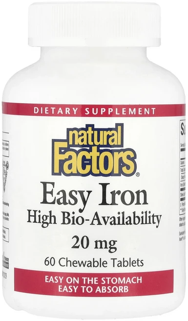 Natural Factors Easy Iron 20mg 츄어블 60정, NaturalFactorsEasyIron20mg츄어블6, 1개 - 쿠팡