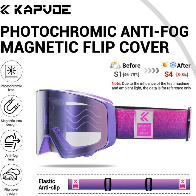 포토크로믹 스키 고글 남녀 야외 스포츠 스노우 마운틴 안티포그 겨울 스노보드, 색상: 13. Photochromic-07