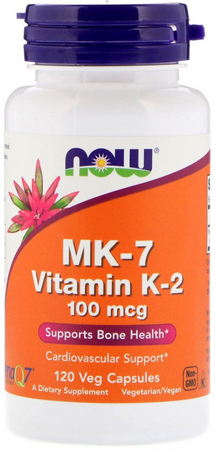 NOW Foods MK-7維生素K-2素食膠囊 100mcg, 120顆, 1罐