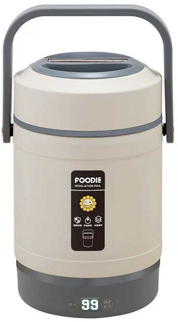 전기 가열 보온병 도시락통 휴대용 대용량 겨울 온도, 1개, 1.6L 오렌지