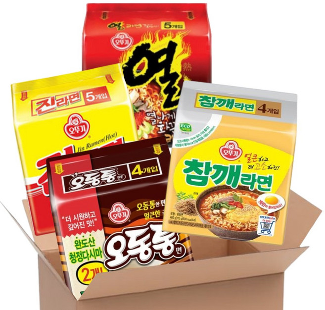 오뚜기 열라면5개입+참깨라면4개입+진라면5개입+오동통면4개입, 18개