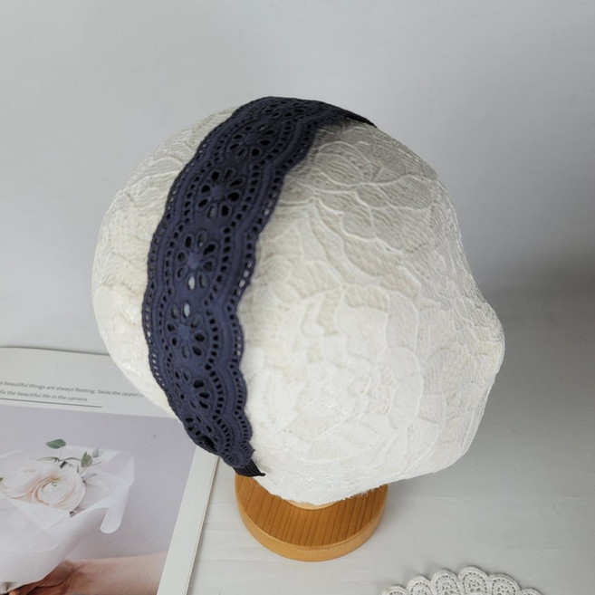 7color 첫눈에반하다 레이스헤어밴드 펀칭 망사 플라워 단발 머리띠