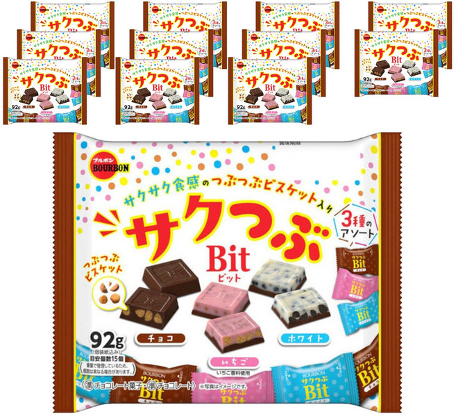 BOURBON 北日本 酥脆小顆粒甜菜巧克力&草莓&白巧克力, 12個, 92g