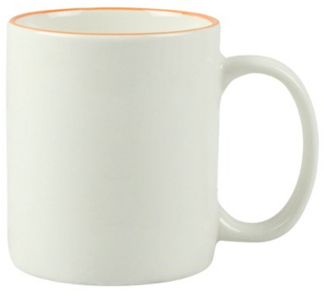 뉴욕 라쿠스 라인 장구 머그컵 300ml 오렌지 커피, 아이보리 + 오렌지, 1개