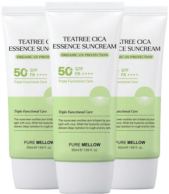 퓨어멜로우 티트리 시카 에센스 선크림 SPF50+ PA++++, 3개, 50ml