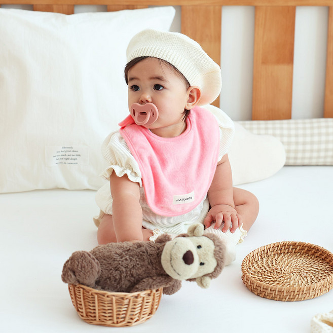 마롤로뜨 테리 원형 아기 턱받이 양면 2겹, 1개, 1개입, 핑크_테리원형턱받이