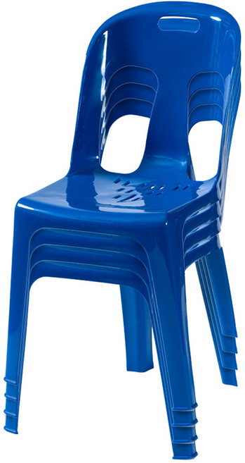 플라스틱의자 등받이의자 야외의자 행사 편의점 포장마차 간이용 보조 4개, 블루