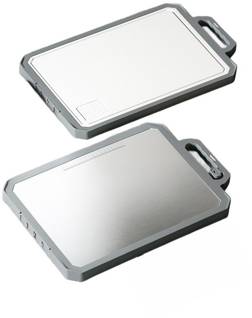 칼집 소음 적은 양면 스텐 향균 도마 스테인레스304, 1개, 그레이