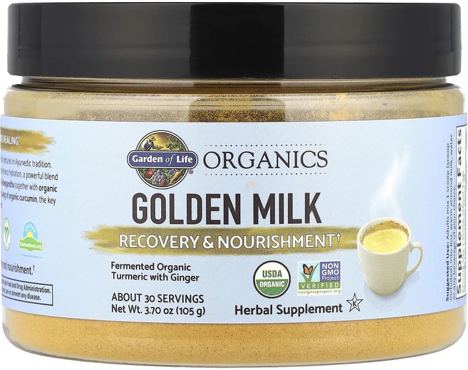 Garden of Life MyKind Organics Golden Milk 회복 & 영양 공급 3.70oz(105g), GardenofLifeMyKindOrganicsGold, 105g, 1개 - 쿠팡