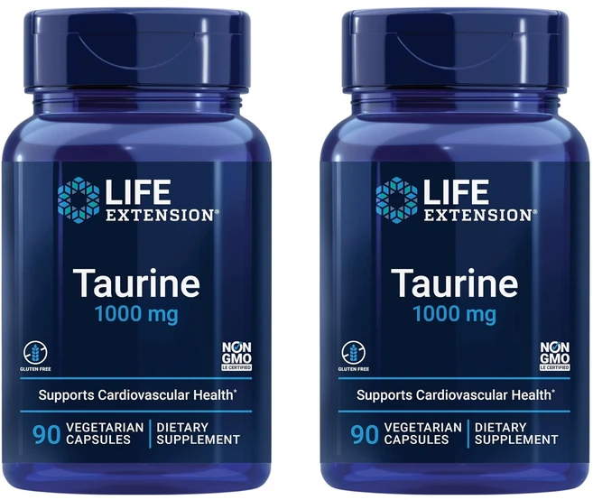 라이프익스텐션 타우린 1000mg 베지테리안 캡슐, 90정, 2개 - 쿠팡
