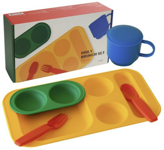 데일리라이크 데일리 브런치 세트, 01 레인보우 5개, 트레이 + 2구접시 + 컵 + 스푼 + 포크 + 숟가락, 1개