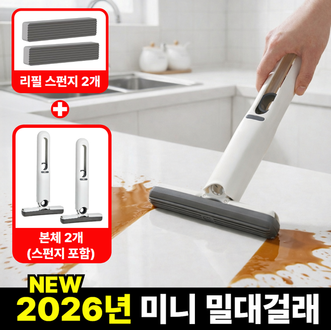 듀이드 5세대 미니 밀대걸래 스퀴지 물기제거, 2세트