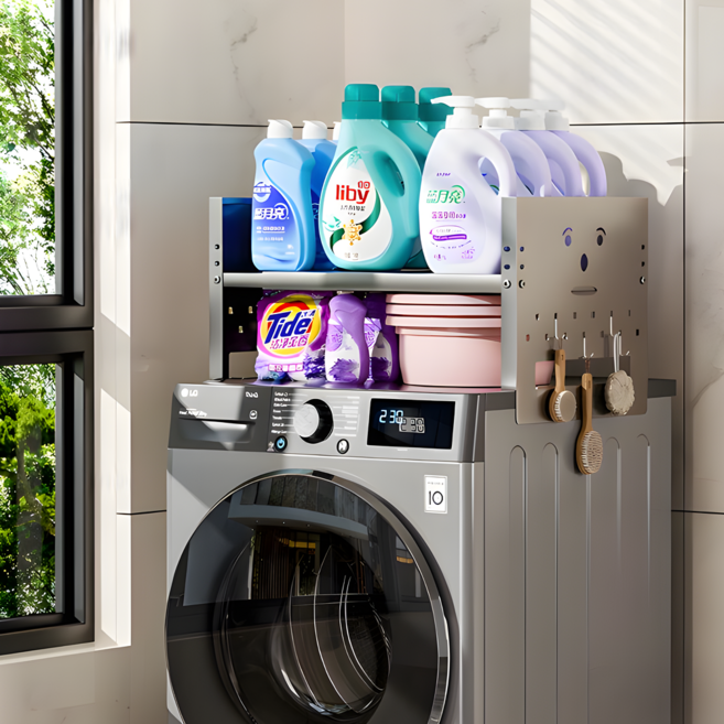 핏렉 높이조절 조립식 건조기 철제 세탁기선반, 1개, 그레이