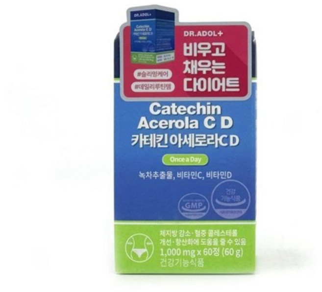 (정품)닥터아돌 카테킨아세로라CD 체지방감소 혈중 콜레스트롤개선 카세킨함유 1000mg*, 1개, 60정