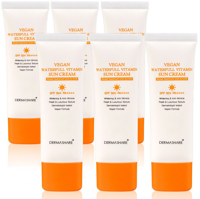 더마쉐어 비건 워터풀 비타민 선크림 SPF50+ PA++++, 50g, 6개