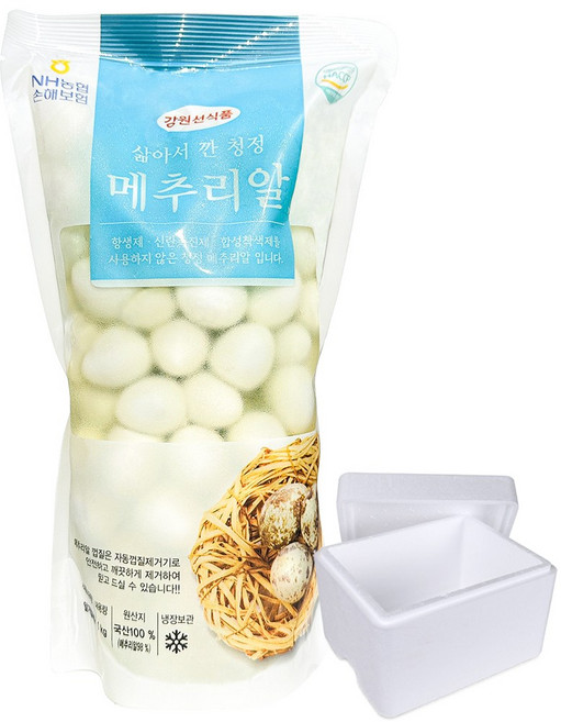해성 국산 안심 깐메추리알 삶은메추리알 1kg - 아이스박스 포장, 1개