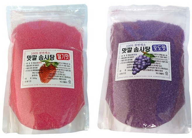 맛깔슈가 가정용 솜사탕기계 전용 맛깔 설탕 30인분 딸기향 + 포도향, 600g, 1세트
