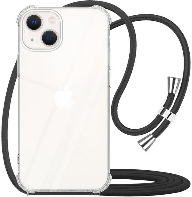 픽셀 6a 랜야드 스트랩 케이스 조절 가능한 코드 넥 어깨 크로스바디 클리어 휴대폰 커버 내구성 있는 부드러운 슬림 핏 여성용 충격 방지 - 블랙, for iPhone 13