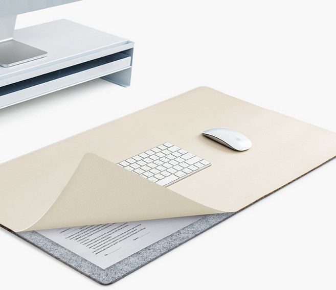 일리안 파일 마우스패드 가죽 양면 논슬립 데스크매트 대형 장패드, 1개, 아이보리