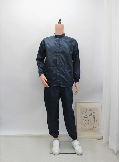 [제전복 투피스] C카라 상하복 긴팔작업복 방진복 크린룸 정전기방지 무진복 클린룸복 이에스디마트, C카라 긴팔투피스, 3XL, 1세트, 남색(Navyblue)