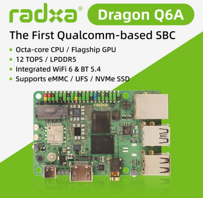 Radxa Dragon Q6A: 퀄컴 QCS6490 엣지 AI 솔루션 12 TOPS 성능 LPDDR5 메모리 옥타코어 프로세서, 02 Q6A 6GB