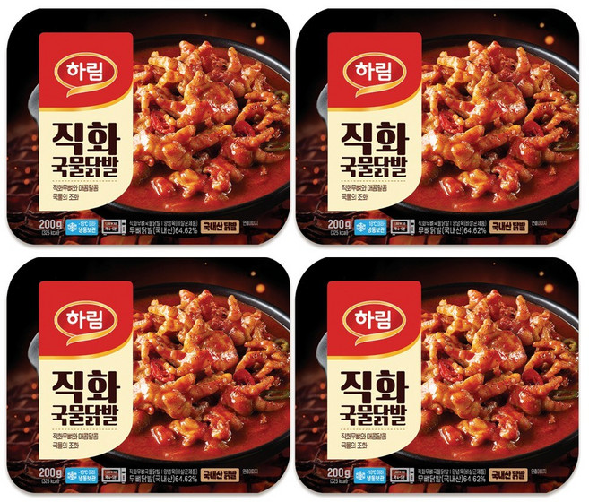 하림-직화 무뼈 국물 닭발 200g, 4개