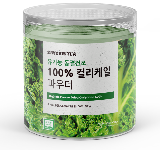 유기농 그린 컬리케일분말 100회분 대용량 미니보틀 계량스푼 증정 동결건조 곱슬케일 폴란드산, 5개, 100g