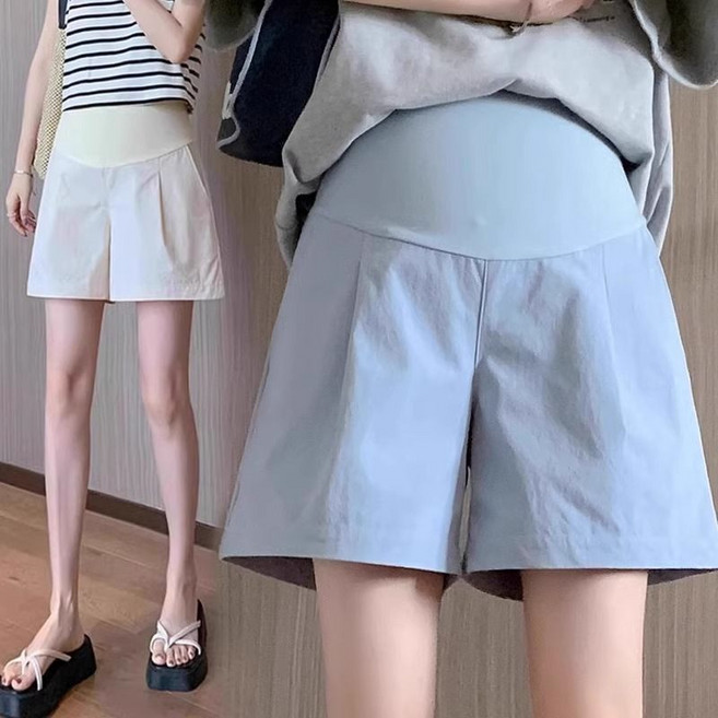 여름 1+1 임부바지 캐주얼 얇은 임부복 3부 팬츠 임산부 와이드 반바지 2피스 CJJ