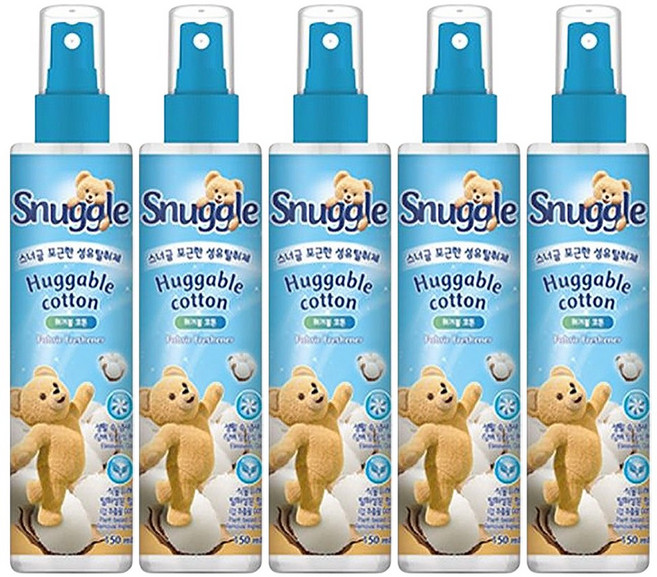 스너글 섬유탈취제 허거블 코튼, 5개, 150ml