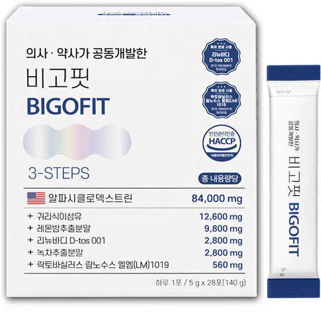 투에이지 비고핏 알파CD 특허원료2종 식이섬유 베르베린 분말 5g x 28포, 6박스, 28회분