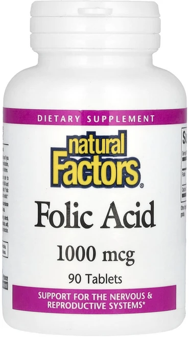 Natural Factors 엽산 1000mcg 90정, 1개 - 쿠팡
