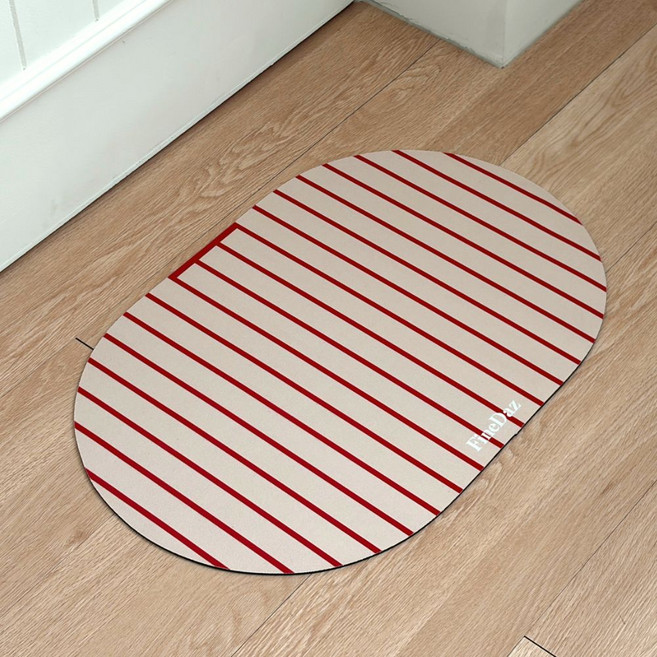 파인다즈 모던 스트라이프 빨아쓰는 규조토 발매트, 베이지