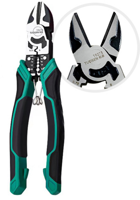 ZIO-BIZ 다기능 와이어 니퍼 전선탈피기 / 전선가위 전선컷팅 전선스트리퍼 전선피복기 폐전선탈피기 단자압착기 와이어 케이블 전선 커터 플라이어 전기공구 전선공구 수공구, 1개