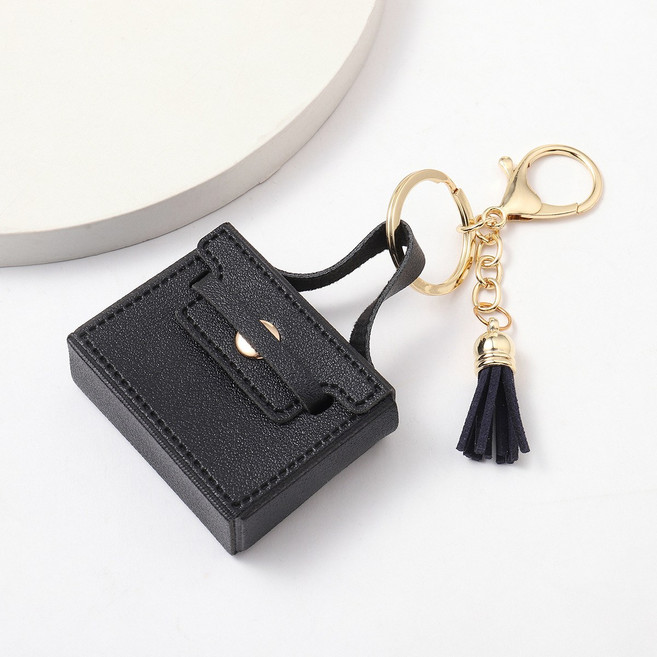 SZ3008 미니 가방 키링 에어팟 케이스, 1개, 블랙