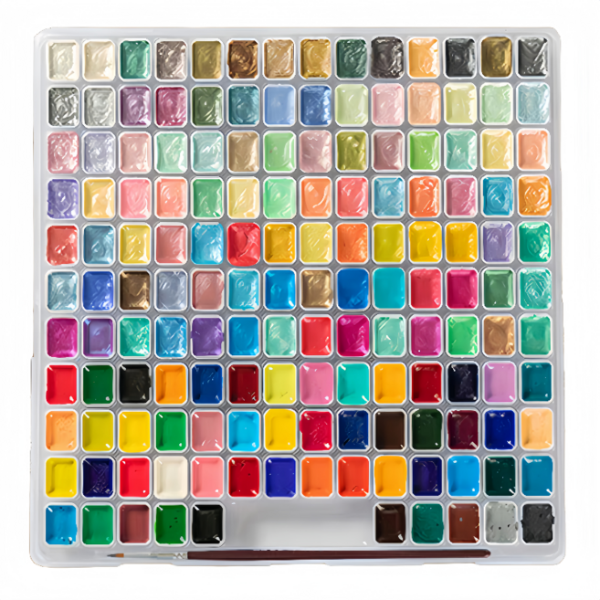 고체 수채화 물감 세트 진주광색+일반색 물감 키트 98색 150색 180색, 98진주광색+52일반색 물감