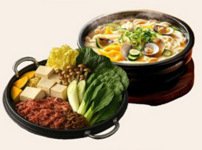 채선당 밀키트 스키야끼2인분+백합칼국수2인분, 1세트, 2.2kg