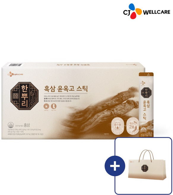 CJ 한뿌리 윤옥고스틱+쇼핑백, 30개, 10g