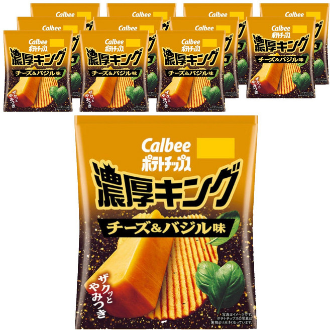 Calbee 卡樂比 濃鬱帝王起司&羅勒風味洋芋片, 12個, 52g