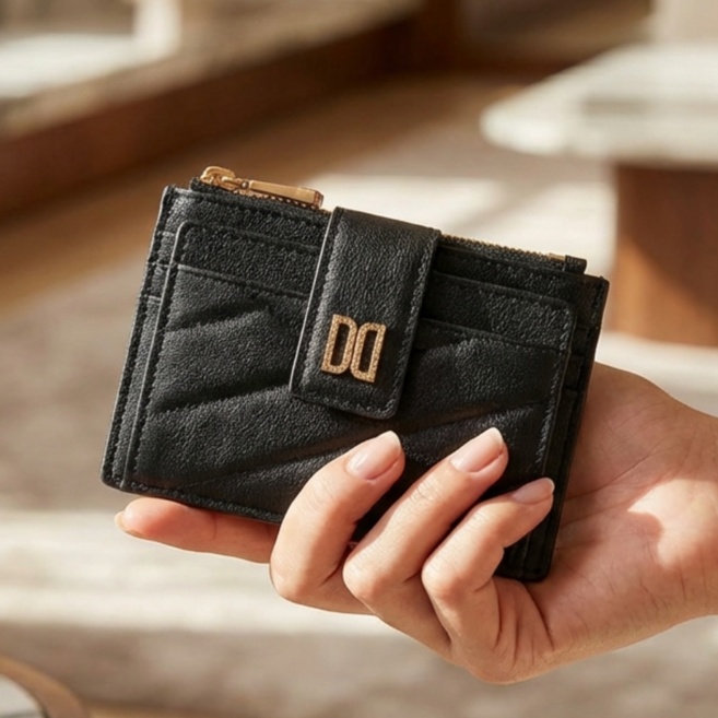닥스 여성 퀼팅 소가죽 카드지갑 DD 로고 미니 데일리 명함 동전 카드 지갑 선물추천