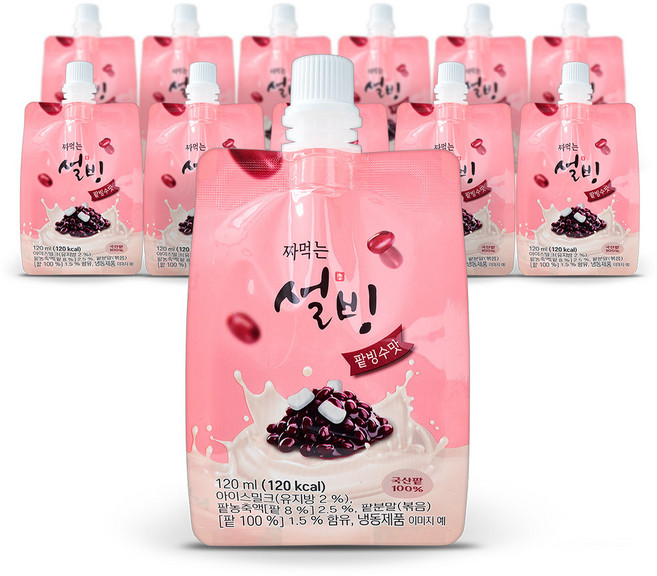 설빙 아이스크림 짜먹는 슬러시 팥빙수맛 120ml, 12개