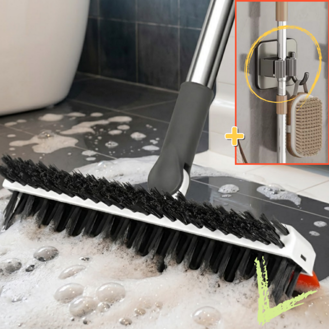 르브아 길이조절 욕실 바닥 청소솔 3in1, 1개, 그레이