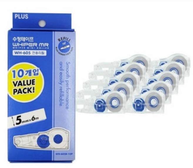 PLUS 플러스 수정테이프 리필 10개입 WH-605R-10P, 단품, 1개