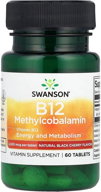 Swanson 스완슨 비타민B12 메틸코발라민 2 500mcg 60 태블릿 활력 영양제, Swanson 스완슨 비타민B12 메틸코발라민 2,50, 1개, 60정 - 쿠팡