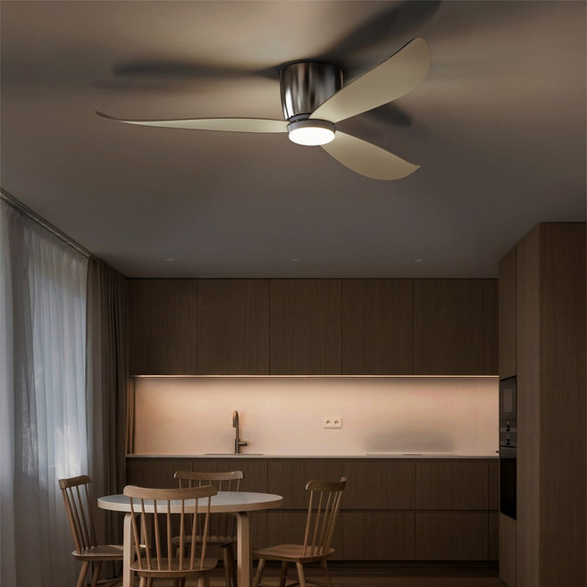 케이시조명 52인치 저소음 천장실링팬 리모컨 포함 무상A/S 2년 모터 5년 보장, 화이트+크롬 LED 색상변환 모듈포함